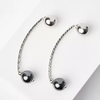 Серьги гематит пуссеты (серебро 925 пр.)