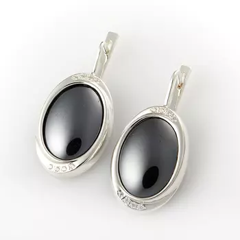 Серьги гематит (серебро 925 пр.)