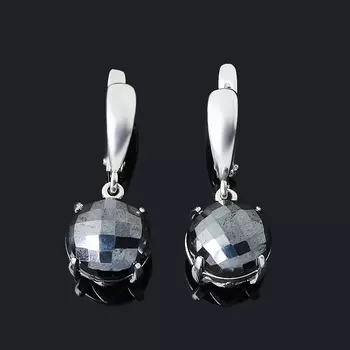 Серьги гематит (серебро 925 пр.) огранка