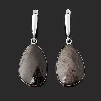 Серьги гиперстен (дублет) (биж. сплав оксидир., нейзильбер)