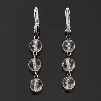 Серьги горный хрусталь (биж. сплав родир. бел.) огранка