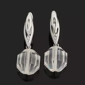 Серьги горный хрусталь (биж. сплав родир. бел.) огранка