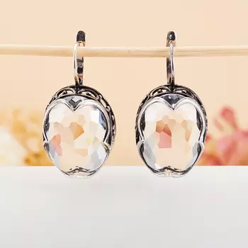 Серьги горный хрусталь огранка (серебро 925 пр.)