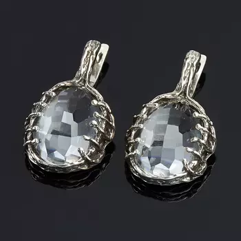 Серьги горный хрусталь огранка (серебро 925 пр.)