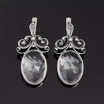 Серьги горный хрусталь (серебро 925 пр. оксидир.) огранка