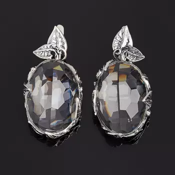 Серьги горный хрусталь (серебро 925 пр. оксидир.) огранка