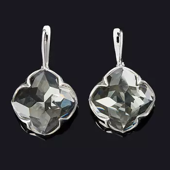 Серьги горный хрусталь (серебро 925 пр. родир. бел.) огранка