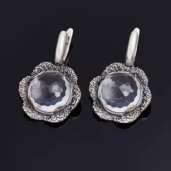 Серьги горный хрусталь (серебро 925 пр. оксидир.) огранка