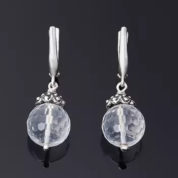 Серьги горный хрусталь (серебро 925 пр. оксидир.) огранка