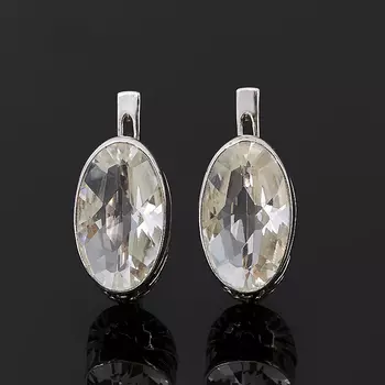 Серьги горный хрусталь (серебро 925 пр. оксидир.) огранка