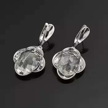 Серьги горный хрусталь (серебро 925 пр. родир. бел.) огранка