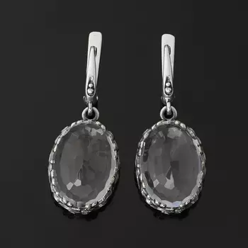 Серьги горный хрусталь (серебро 925 пр. оксидир.) огранка