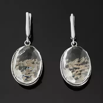 Серьги горный хрусталь (серебро 925 пр. оксидир.) огранка