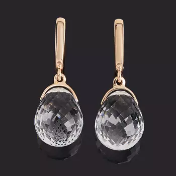 Серьги горный хрусталь (серебро 925 пр. позолота) огранка