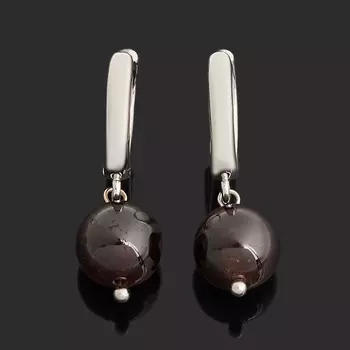 Серьги гранат альмандин (биж. сплав родир. бел.)