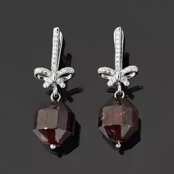 Серьги гранат альмандин (биж. сплав родир. бел.) огранка