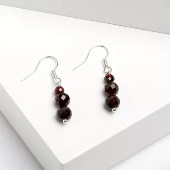 Серьги гранат альмандин огранка (биж. сплав)