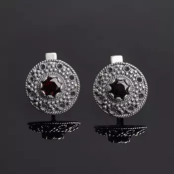 Серьги гранат альмандин огранка (серебро 925 пр.)