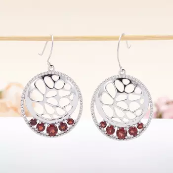 Серьги гранат альмандин огранка (серебро 925 пр.)