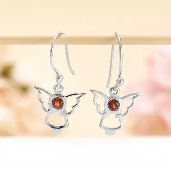 Серьги гранат альмандин огранка (серебро 925 пр.)