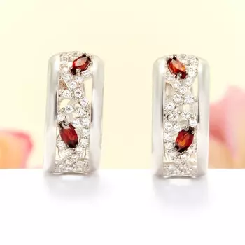 Серьги гранат альмандин огранка (серебро 925 пр.)