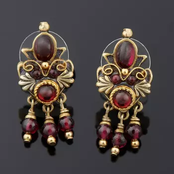 Серьги гранат альмандин пуссеты (латунь)