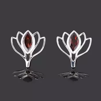 Серьги гранат альмандин (серебро 925 пр.) пуссеты огранка