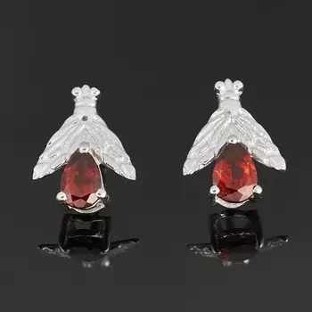 Серьги гранат альмандин (серебро 925 пр.) пуссеты огранка