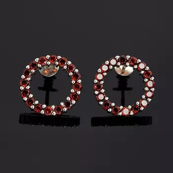 Серьги гранат альмандин (серебро 925 пр. родир. сер.) пуссеты огранка