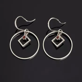 Серьги гранат альмандин (серебро 925 пр. родир. сер.) огранка
