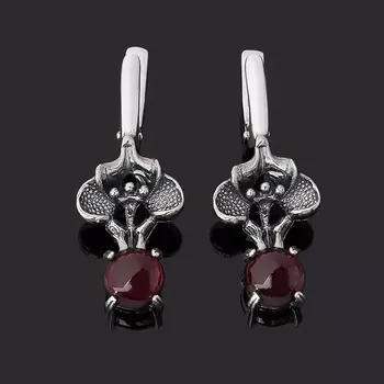 Серьги гранат альмандин (серебро 925 пр. оксидир.)
