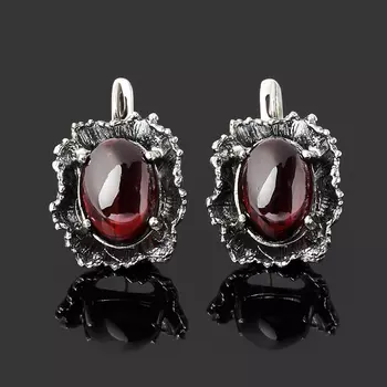 Серьги гранат альмандин (серебро 925 пр. оксидир.)