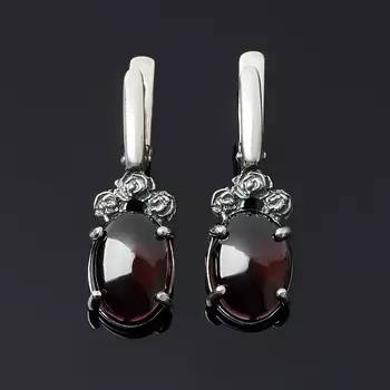 Серьги гранат альмандин (серебро 925 пр. оксидир.)