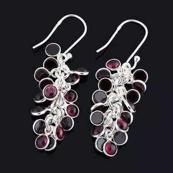Серьги гранат альмандин (серебро 925 пр.)