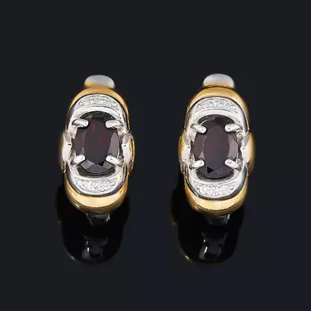 Серьги гранат альмандин (серебро 925 пр. позолота, родир. бел.) огранка