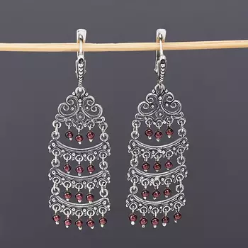 Серьги гранат альмандин (серебро 925 пр.)