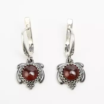 Серьги гранат альмандин (серебро 925 пр. оксидир.)