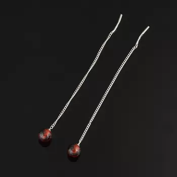 Серьги гранат альмандин (серебро 925 пр. родир. бел.) пуссеты огранка