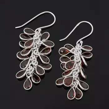 Серьги гранат альмандин (серебро 925 пр.) огранка