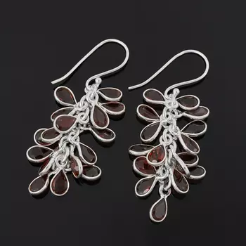 Серьги гранат альмандин (серебро 925 пр.) огранка