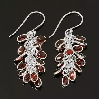 Серьги гранат альмандин (серебро 925 пр.) огранка