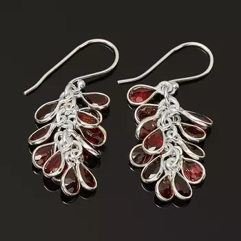 Серьги гранат альмандин (серебро 925 пр.) огранка