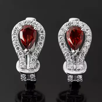 Серьги гранат альмандин (серебро 925 пр.) огранка