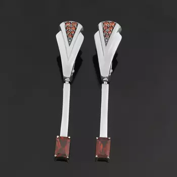 Серьги гранат альмандин (серебро 925 пр. родир. бел., родир. черн.) огранка