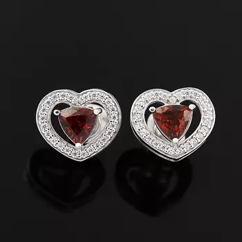 Серьги гранат альмандин (серебро 925 пр. родир. бел.) пуссеты огранка