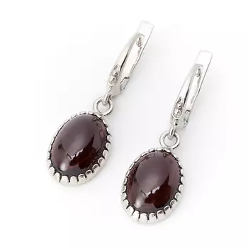 Серьги гранат альмандин (серебро 925 пр. оксидир.)
