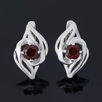 Серьги гранат альмандин (серебро 925 пр. родир. бел.) огранка