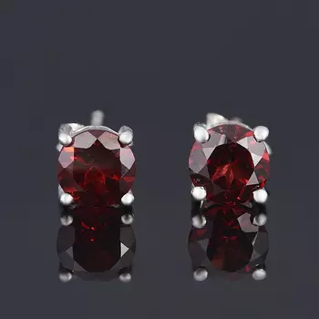 Серьги гранат альмандин (серебро 925 пр.) пуссеты огранка