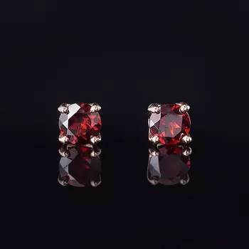 Серьги гранат альмандин (серебро 925 пр. позолота) пуссеты огранка