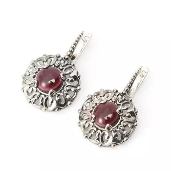 Серьги гранат альмандин (серебро 925 пр.)